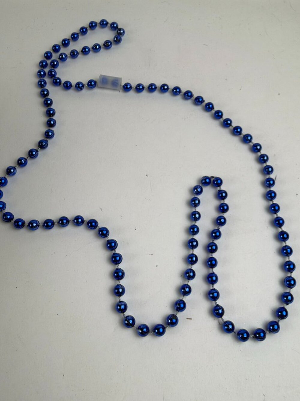 Blue Plastic Bead Necklace 14 Inches Party Accessory Mardi Gras Costume Jewelry